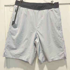 Ten Thousand Interval short, light gray/silver, size medium, lined, 9” inseam